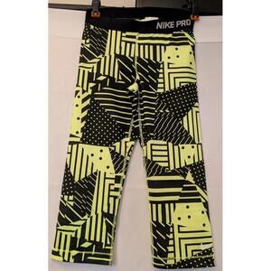 Nike Pro Women's Size Medium Compression Leggings - Neon Yellow & Black Pattern